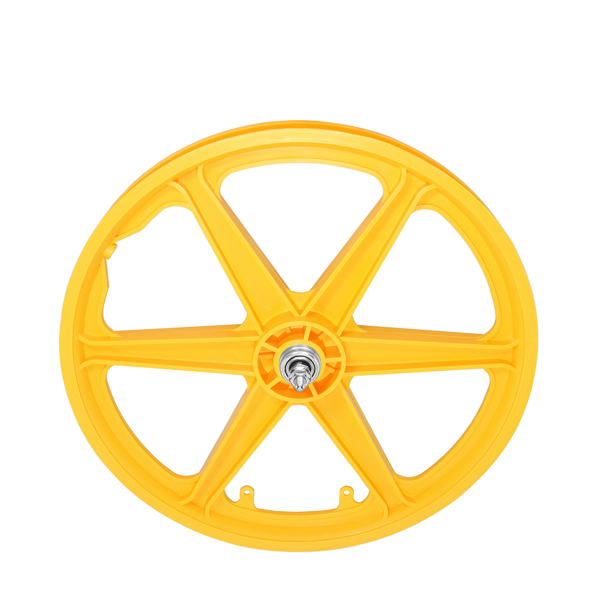 20 Inch x 38mm Plastic 6-Spoke Free Wheel 3/8 Axle Yellow.